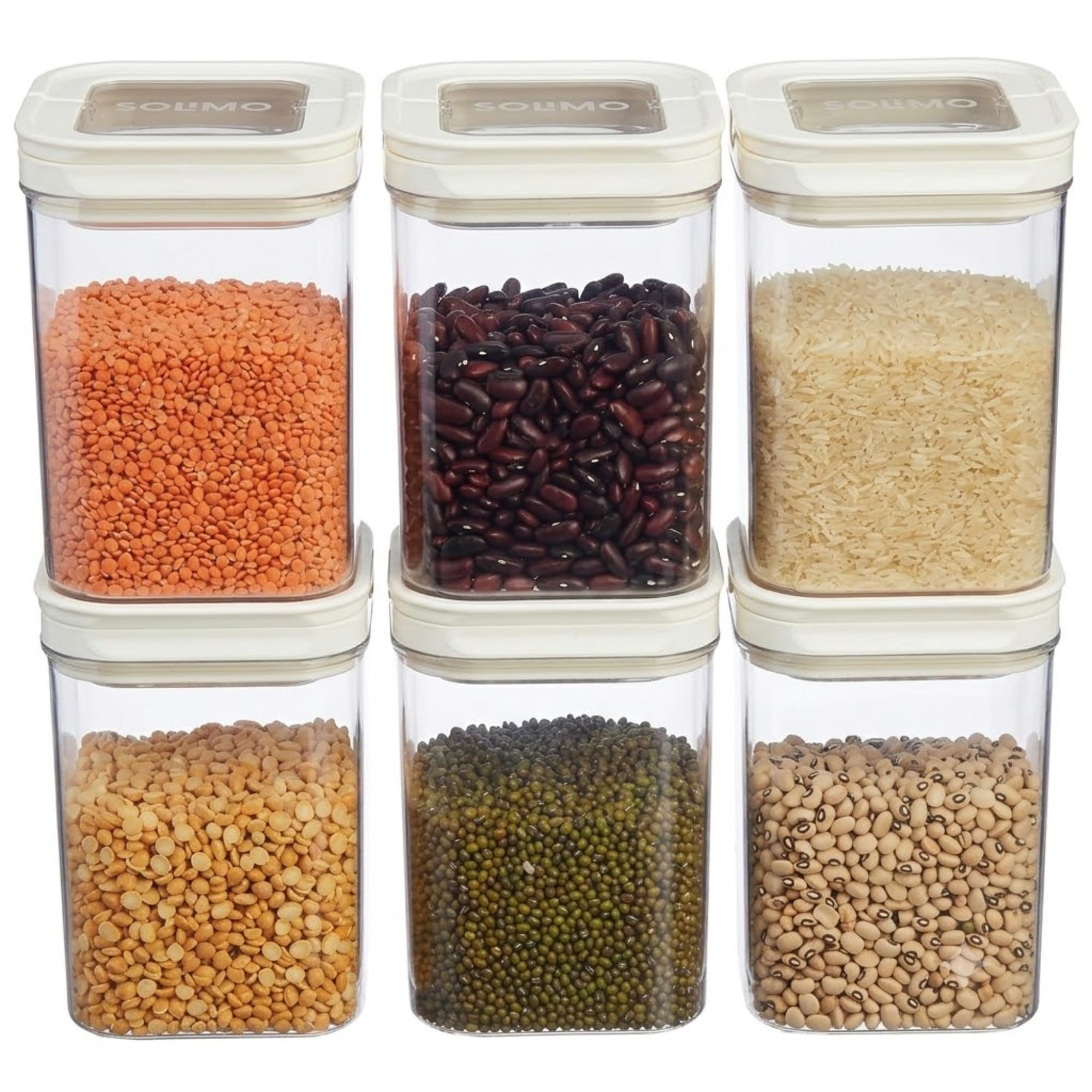 Amazon Brand - Solimo Airtight Plastic Storage Jar and Container Set-I | BPA Free | Multipurpose Storage | 1150ml Each,