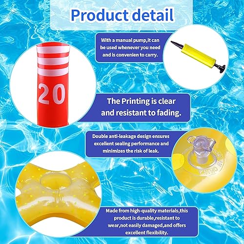 Miniatura 3 de Juego de 8 anillos inflables, aro de baloncesto inflable, juego de lanzamiento de cactus, juego de lanzamiento cruzado y 2 pelotas de baloncesto