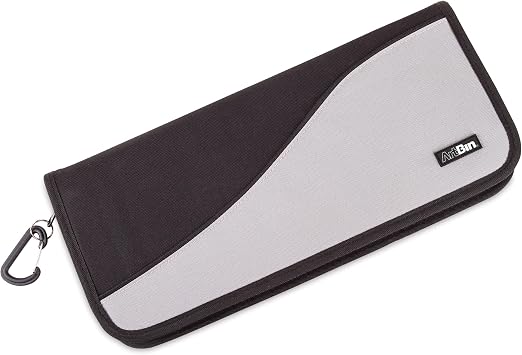 ArtBin 6875AG Hook & Needle Folio, Portable Knitting & Crochet Organizer, [1] Zippered Poly Canvas Case, Gray/Black
