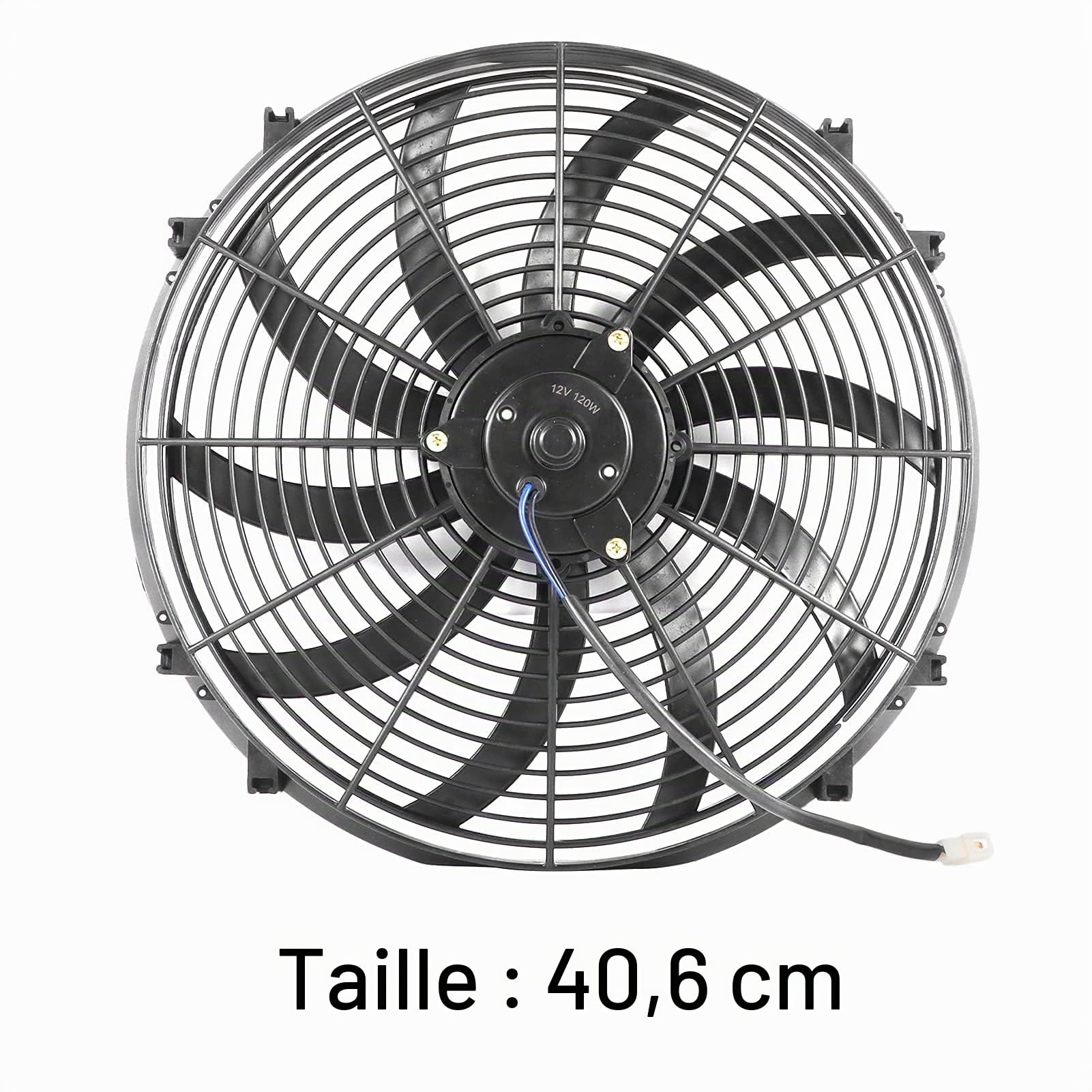 Ventilateur de Refroidissement de Voiture 16 Pouces, Radiateur Électrique Mince 120W 12V, 10 Ailes