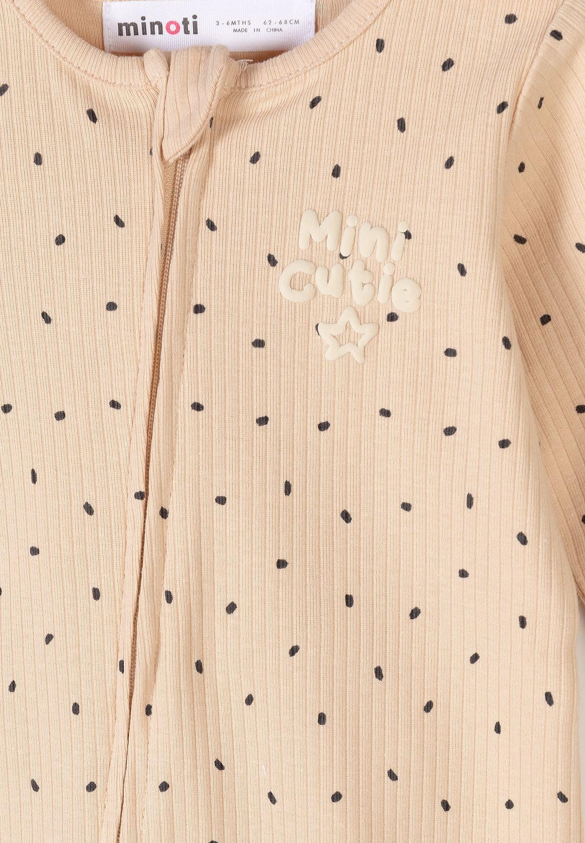 Minoti Jungen Baby Spielanzug 3er Pack 100% Baumwolle - Kinder Bodys mit Reißverschluss - Beige Ripp-Qualität