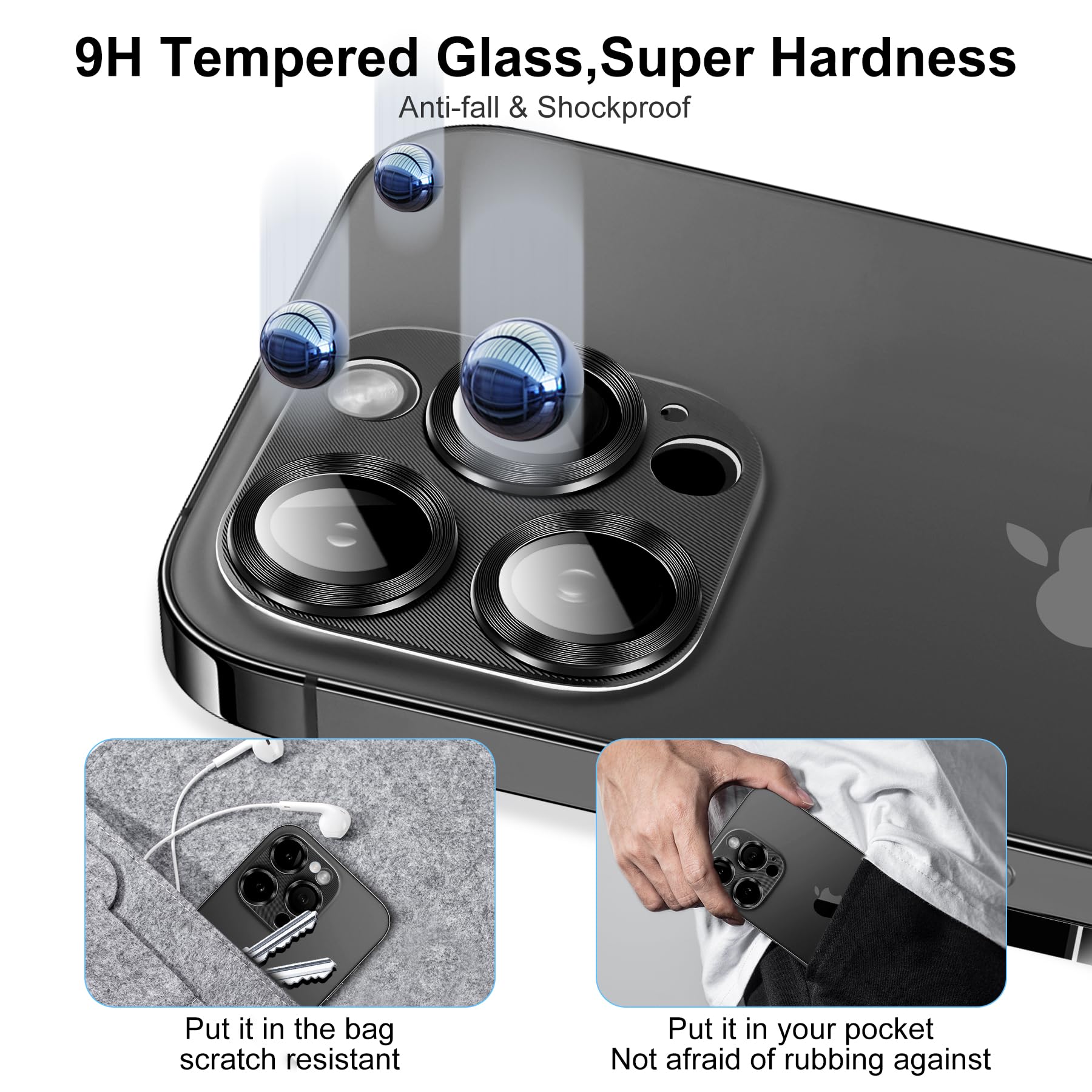 Kit Protezione Completo Per IPhone 14 Pro Max: 2 Pellicole Privacy + 2 Protezioni Fotocamera + Vetro Posteriore + Telaio - 4