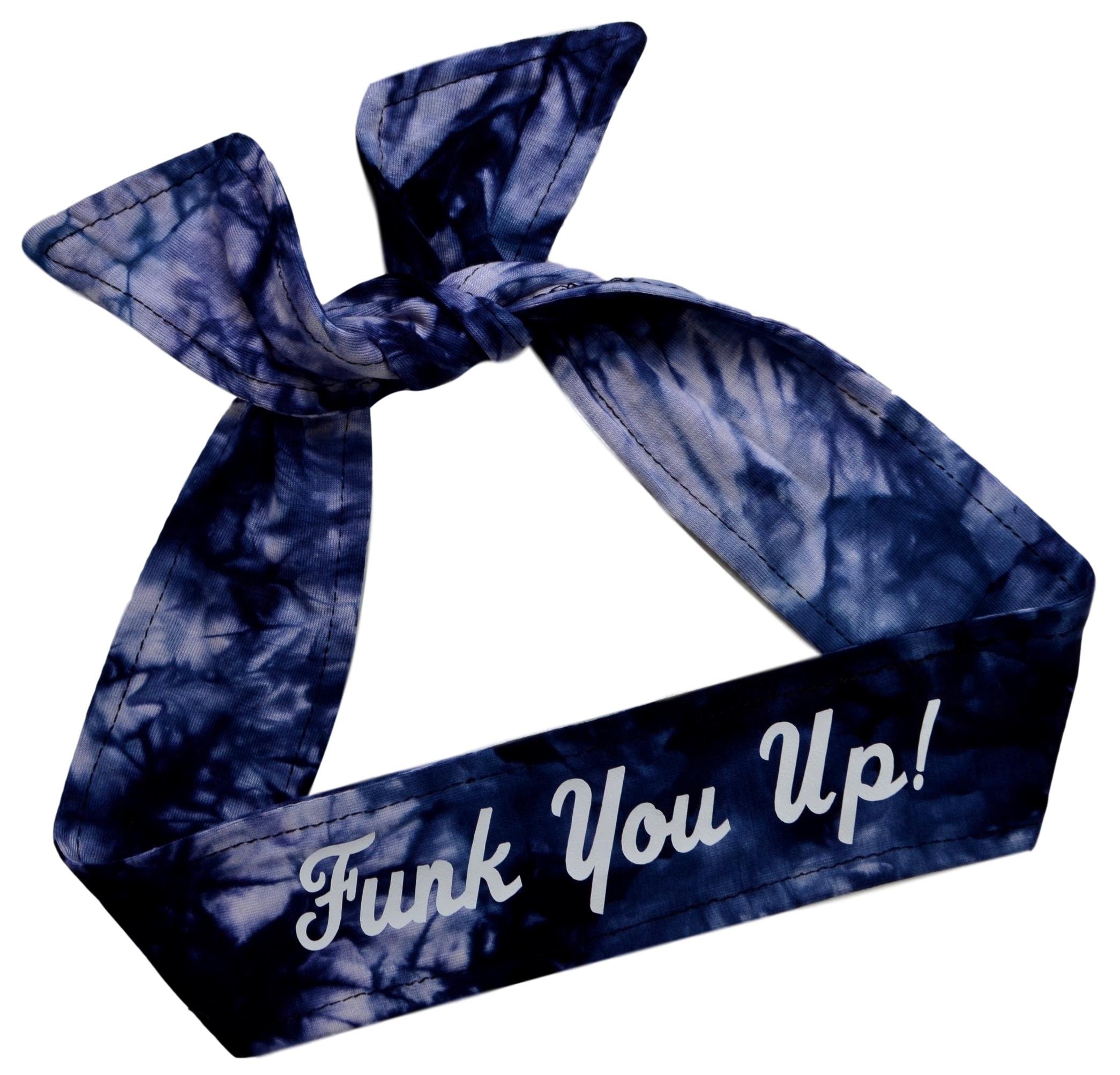 Tie Back Sport Headband with Your Custom Team Name or Text in Vinyl by Funny Girl Designs (NAVY TIE DYE, 1 HEADBAND)-image-1