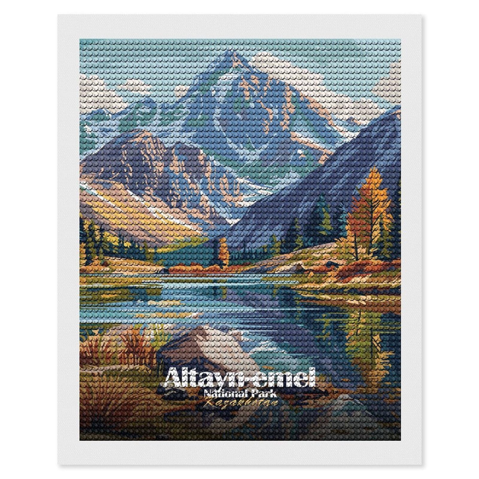 Junmoney Altyn-Emel National Park, Kazakhstan DIY Diamond Art Canvas Kit 16"x20", Pleasing Wall Art Project, Easy Handmade Project, Living Room Decor