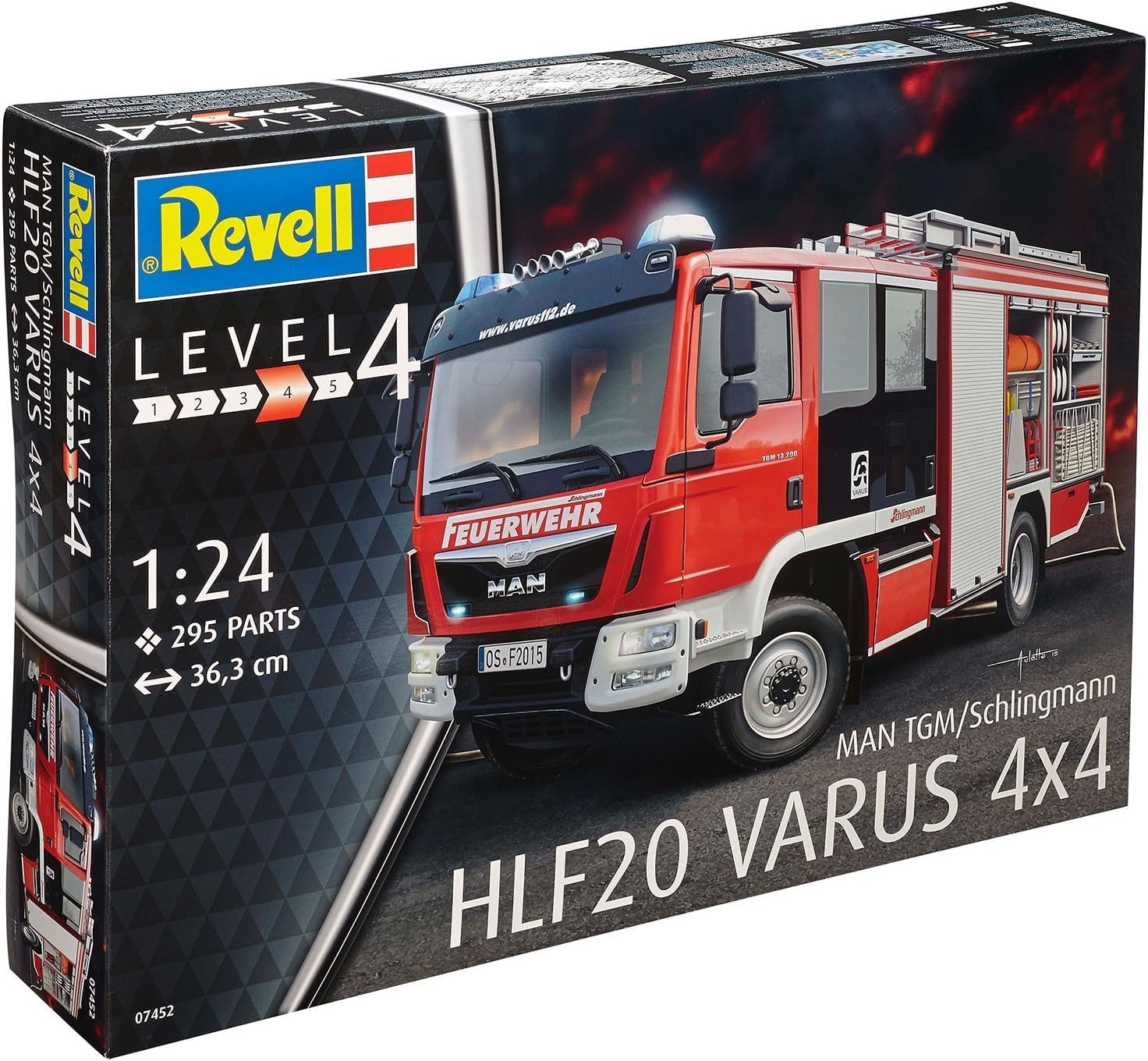 Revell Modellbausatz Schlingmann HLF 20 VARUS 4x4 - Detaillierter Feuerwehrwagen im Maßstab 1:24-295 präzise Teile - für Modellbauer ab 12 Jahren - ohne Farben und Pinsel