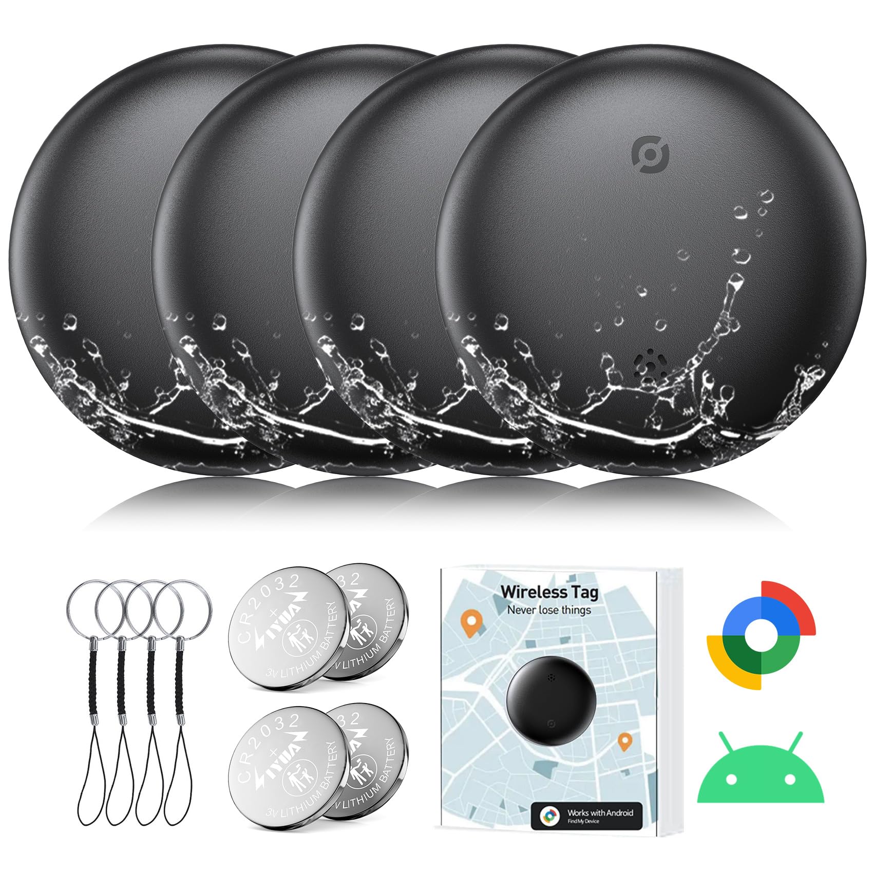 Traceur GPS Android, Traceur Bluetooth pour Android, Tag Localizador Android, Imperméable Localisateur de clés Compatible avec Google Localiser Mon Appareil, pour Clés,Valises,Bagages,Sacs