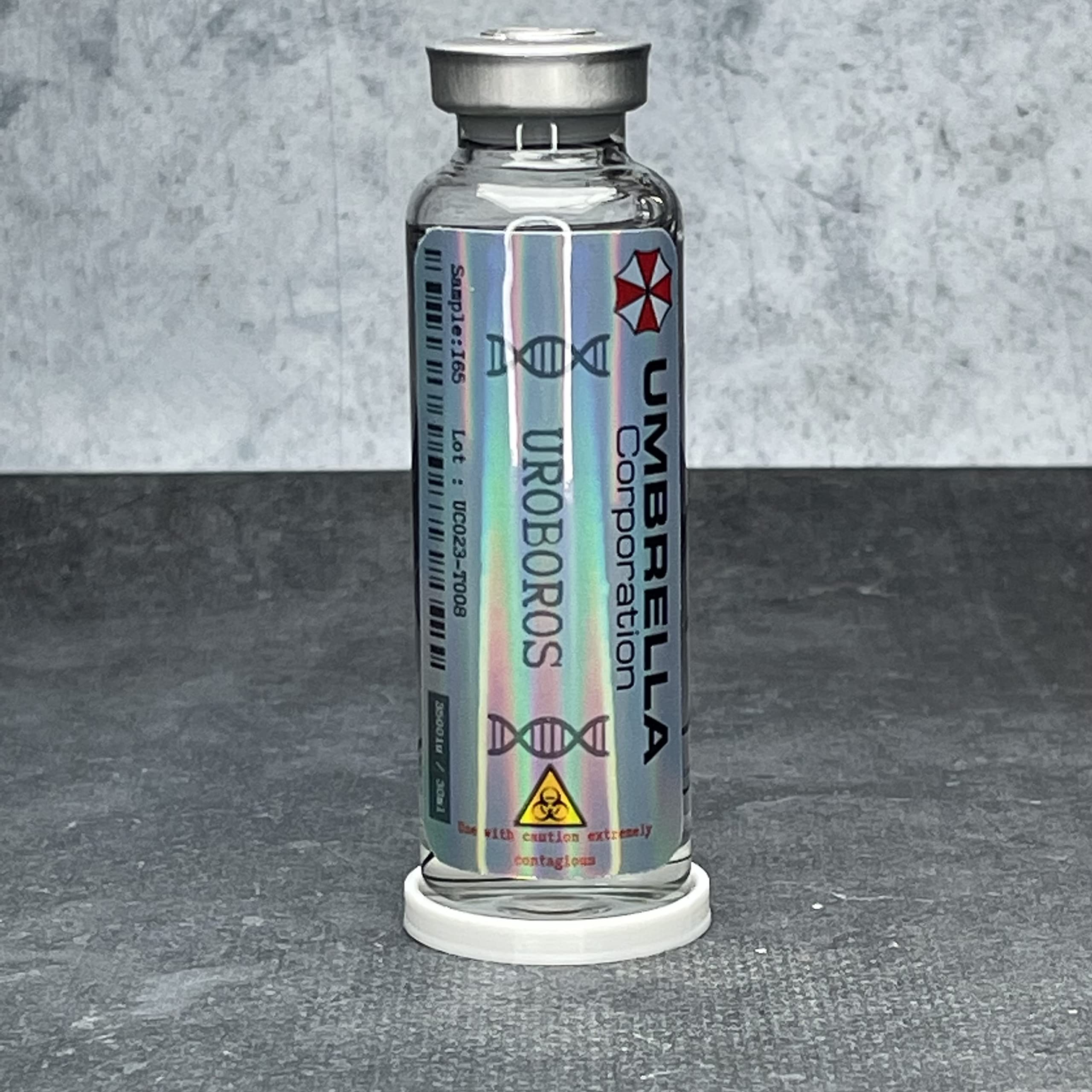 ELACE Virus Uroboros - Fiala Cosplay Resident Evil - 85 Mm X 25 Mm - Replica In Vetro Con Inserti 3D, Fan Art Collezionabile (Tipo A) - 4