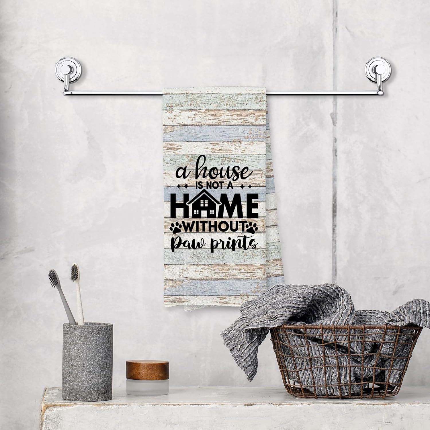 Funny Dog Cat Farmhouse Kitchen Dish Hand Towels 16x24 Inch image 4