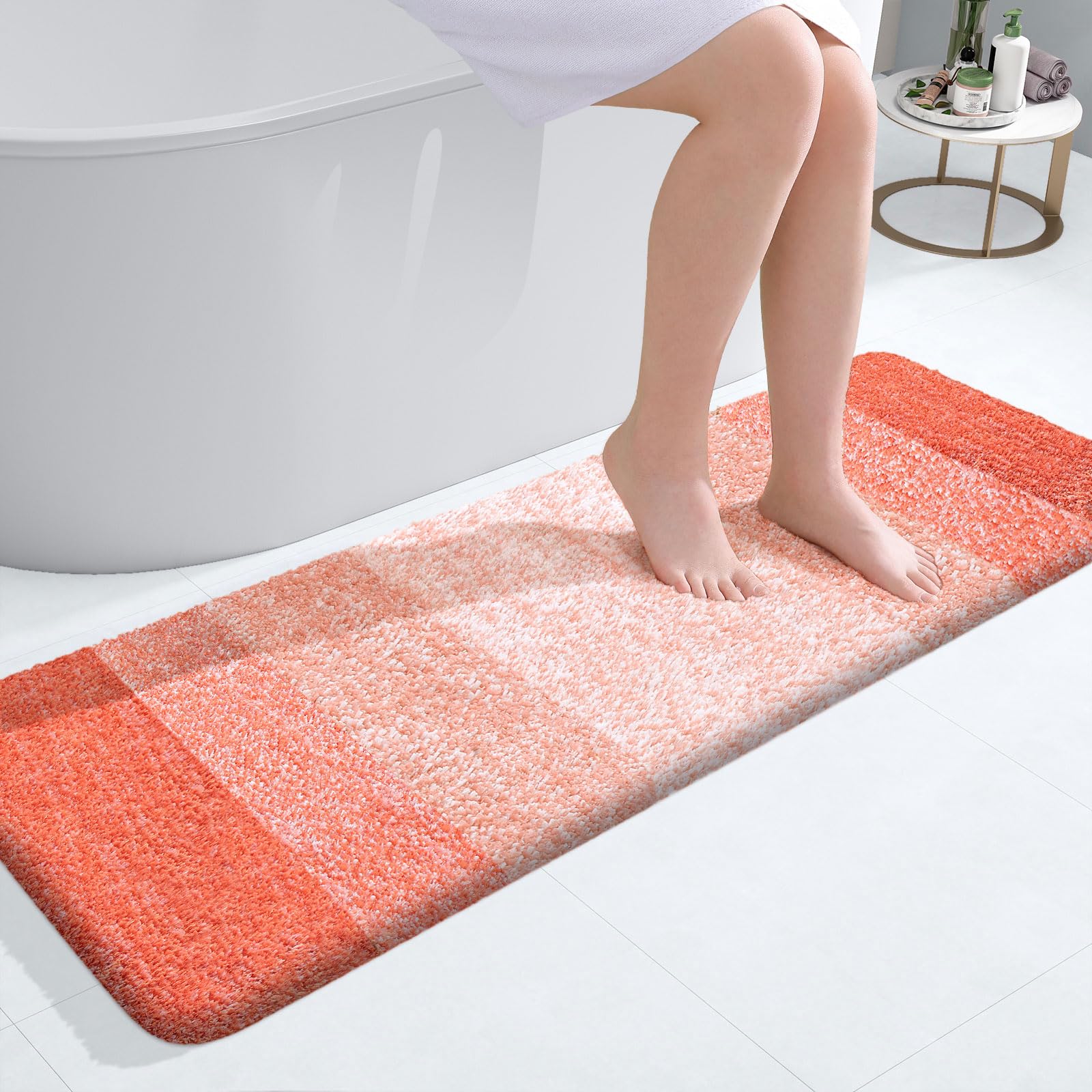 OLANLY Bathroom Runner Rug 47x17, Extra Soft Absorbent Microfiber Bath Rugs