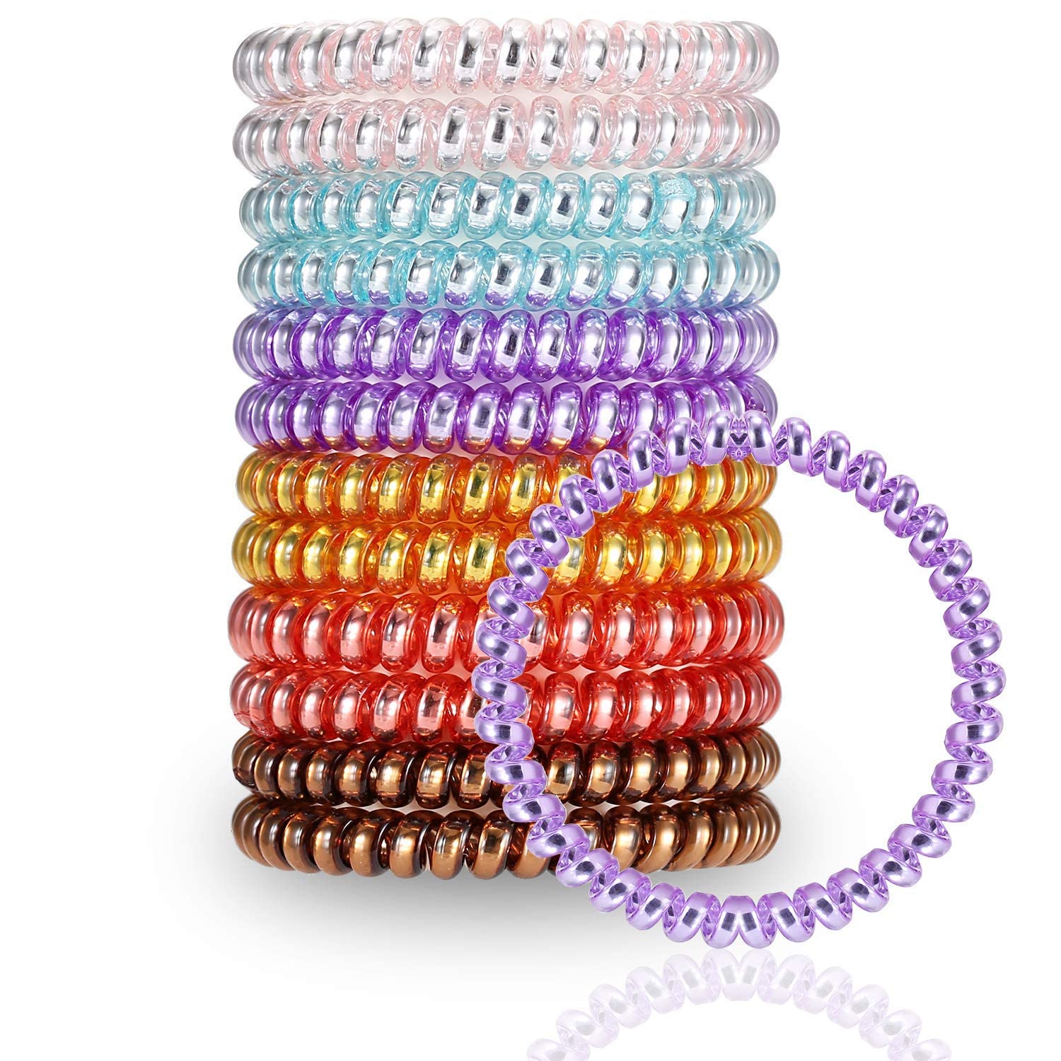 Kiyan 10PCS Spiral Hair Ties Rubber Telephone Wire Hair Rings Slinky Hair Head Elastic Band for Girls Women Multicolor (B09XTYHSTN) Amazon Price History, Amazon Price Tracker