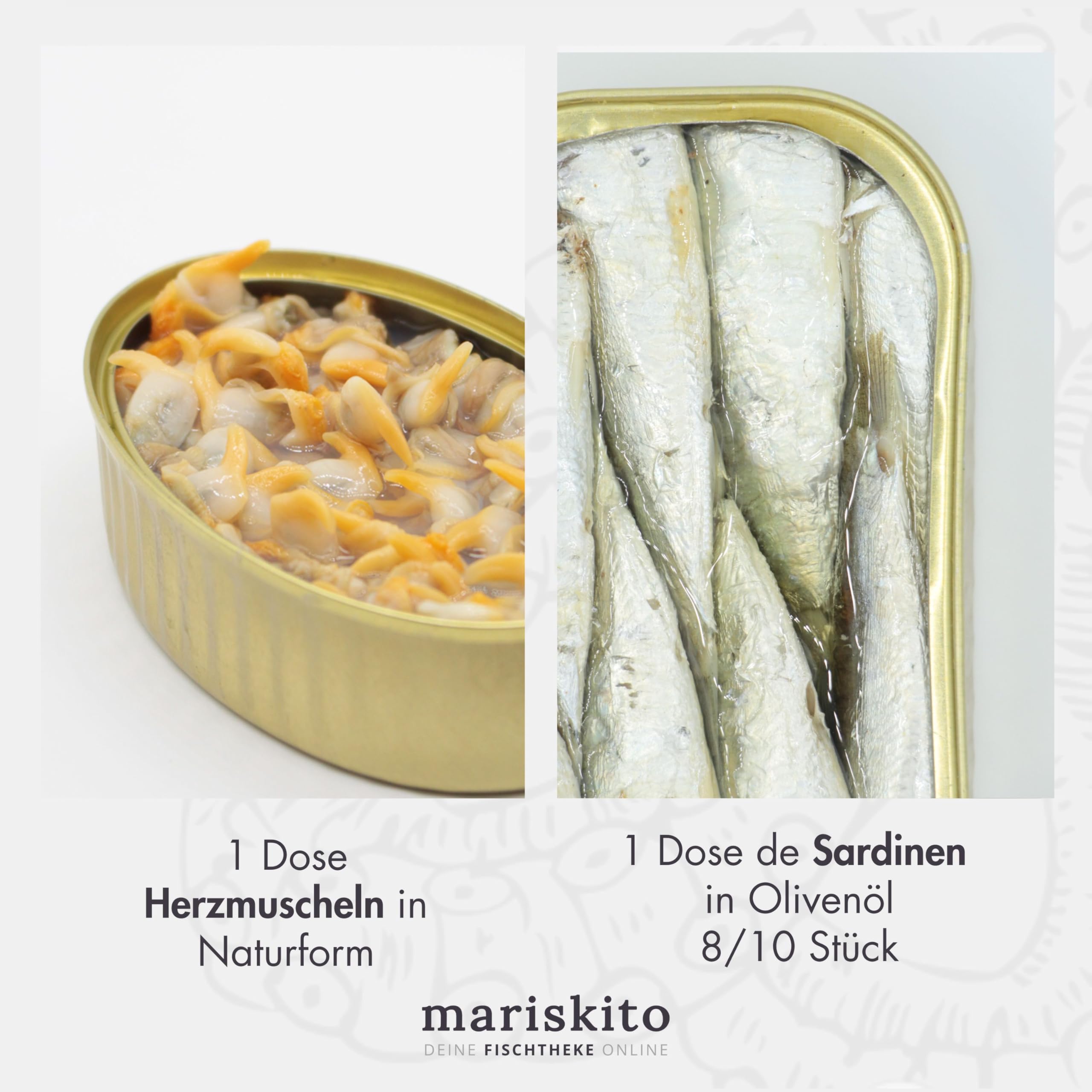 MARISKITO | Paket La Mar de Rico - 7 Gourmetkonserven - Dosen mit Galicischen Konserven - Geschenkkorb - Delikatessen-Produktset