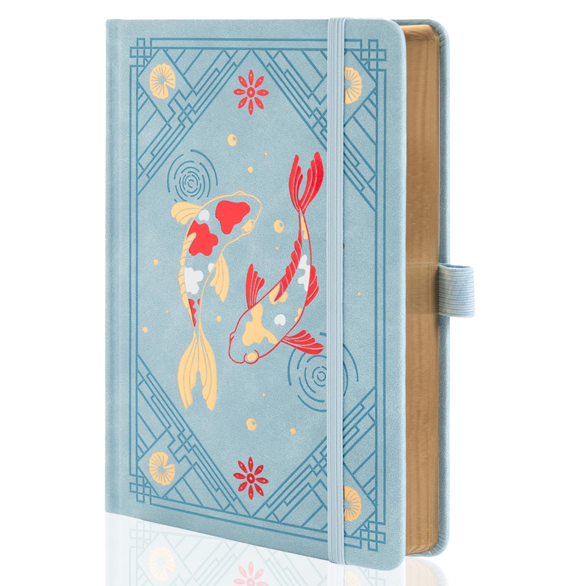TIEFOSSI Lined Journal Notebook, Aesthetic journal for Women & Men with Koi Fish Cover, A5 Hardcover Notebook with Ribbon, Journals for Writing, Journaling, Travel, 316 Numbered Pages