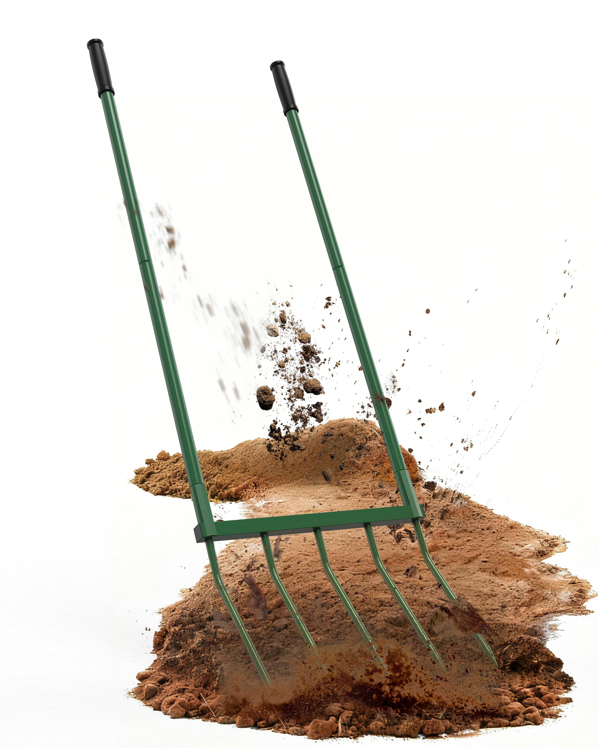 Signstek Grabegabel mit 5 Zinken – 130 cm Gesamtlänge, 51 cm Arbeitsbreite, 30 cm Zinkenlänge – zerlegbare Broadfork zum Tiefenlockern und Belüften des Gartenbodens, ergonomisch & rückenschonend
