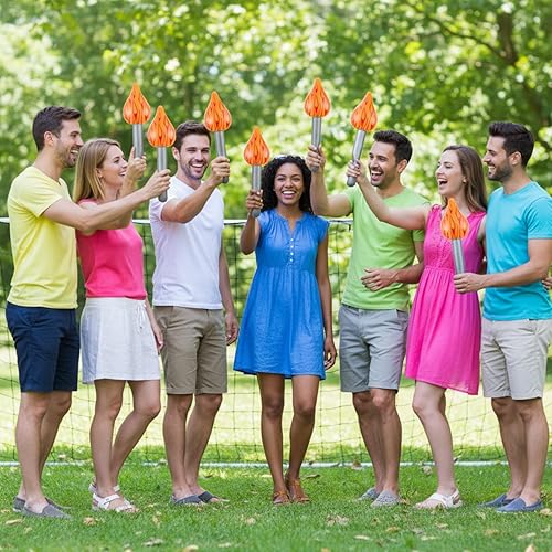 Miniatura 5 de Sosation 24 piezas de antorcha falsa inflable Tiki Luau decoración de fiesta estatua de la libertad de 16 pulgadas, accesorios de plástico para