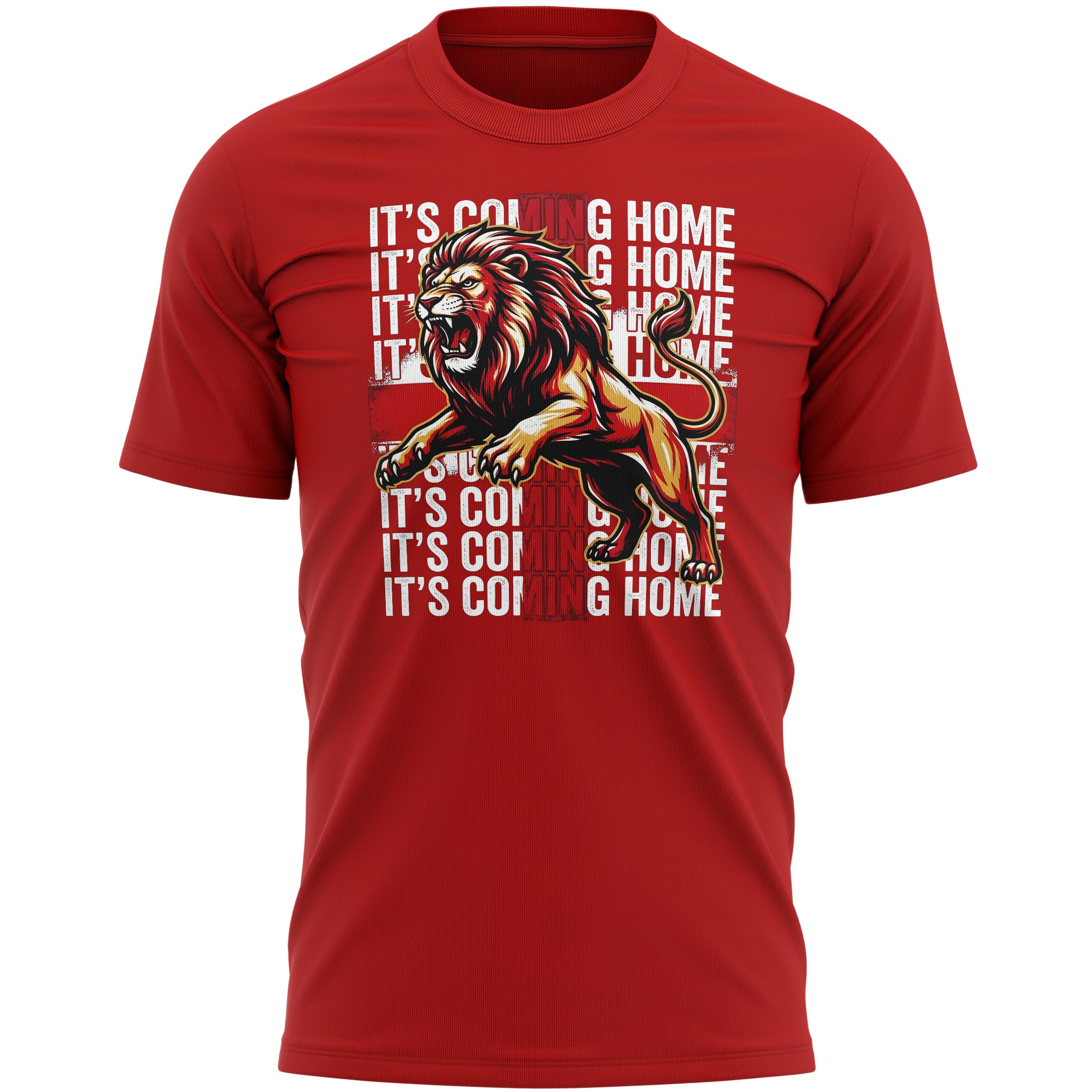 Mens England T Shirt - Its Coming Home Lion Graphic Tshirt - Football Fan Tee English Pride Top, L, Red