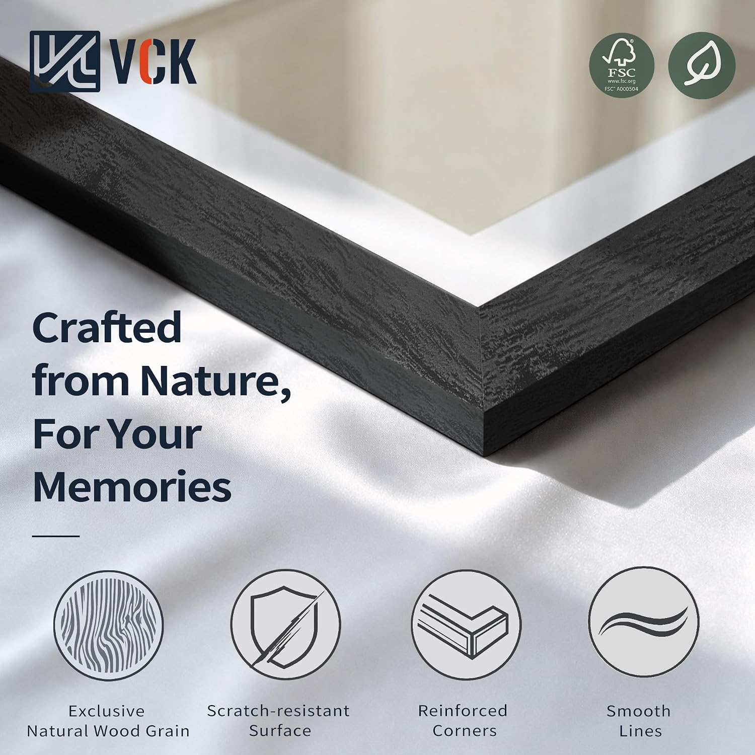 VCK 18x24 Frame 3 Pack, Black Solid Wood, 16x20 Mat, for Picture image 4