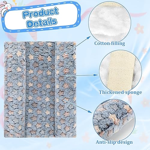 Miniatura 10 de Cama de conejo de 15.7 x 14 pulgadas, cama cóncava acolchada para animales pequeños, tapete de felpa con almohadas de algodón para conejillos de