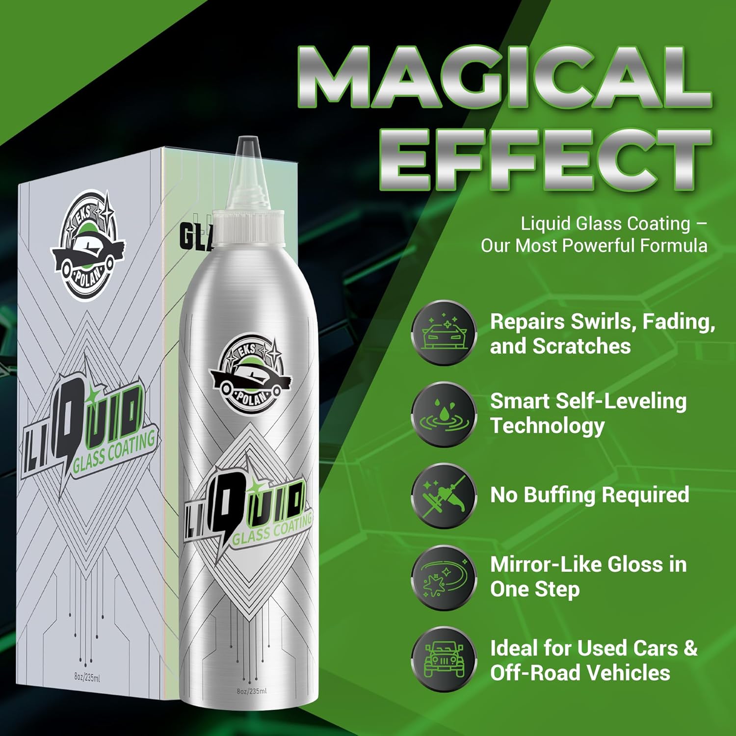 Liquid Glass Coating for Cars, High Gloss & Scratch-Resistant Self-Leveling Clear Coat Last for 10 Years, High-Gloss Shine Repairs and Protects Older Vehicles, for Car Paint, Headlights