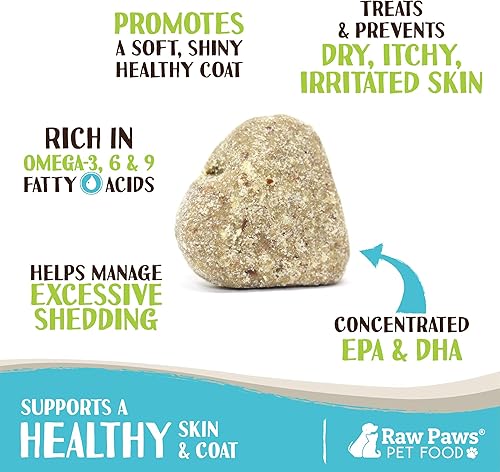 Miniatura 2 de Raw Paws Skin & Coat Treats para perros, 10 onzas (paquete de 100)  Hecho en Estados Unidos  Golosinas de coco y salmón Omega 3  Masticables para