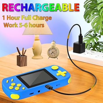 Handheld Games for Kids Preloaded 218 Retro Video Games, Portable Gaming System with 3.0 Screen Rechargeable Battery, Mini Travel Electronic Toy Birthday Gifts for Boys Girls (Blue)