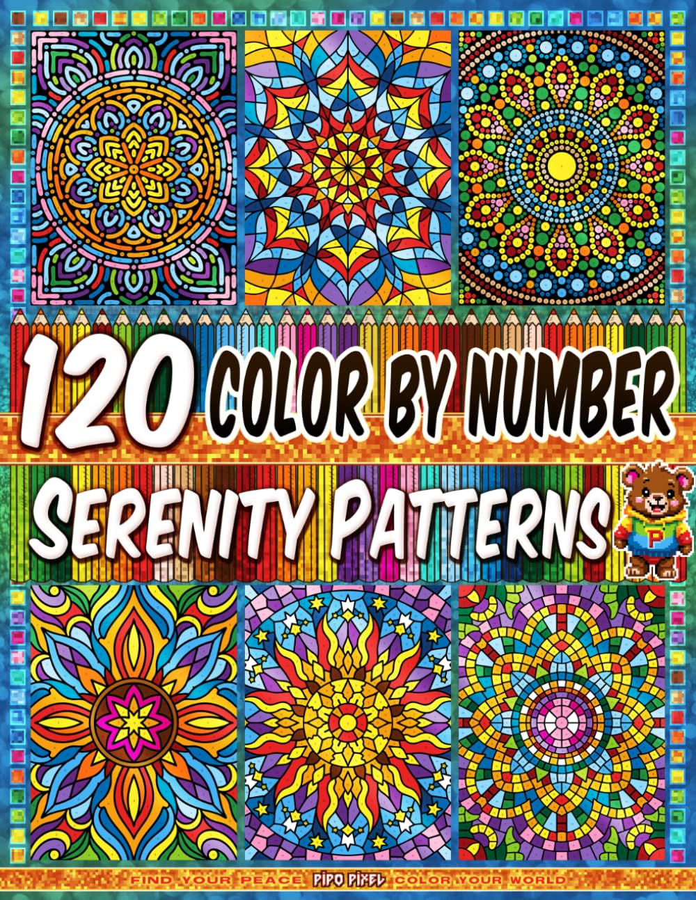 Serenity Patterns - Color by Number - Mega Surprise Mix - Vol. 13: 120 Pages in Diverse Art Styles - A Relaxing Coloring Book for Adults Featuring Calming Mandalas and Mindful Designs