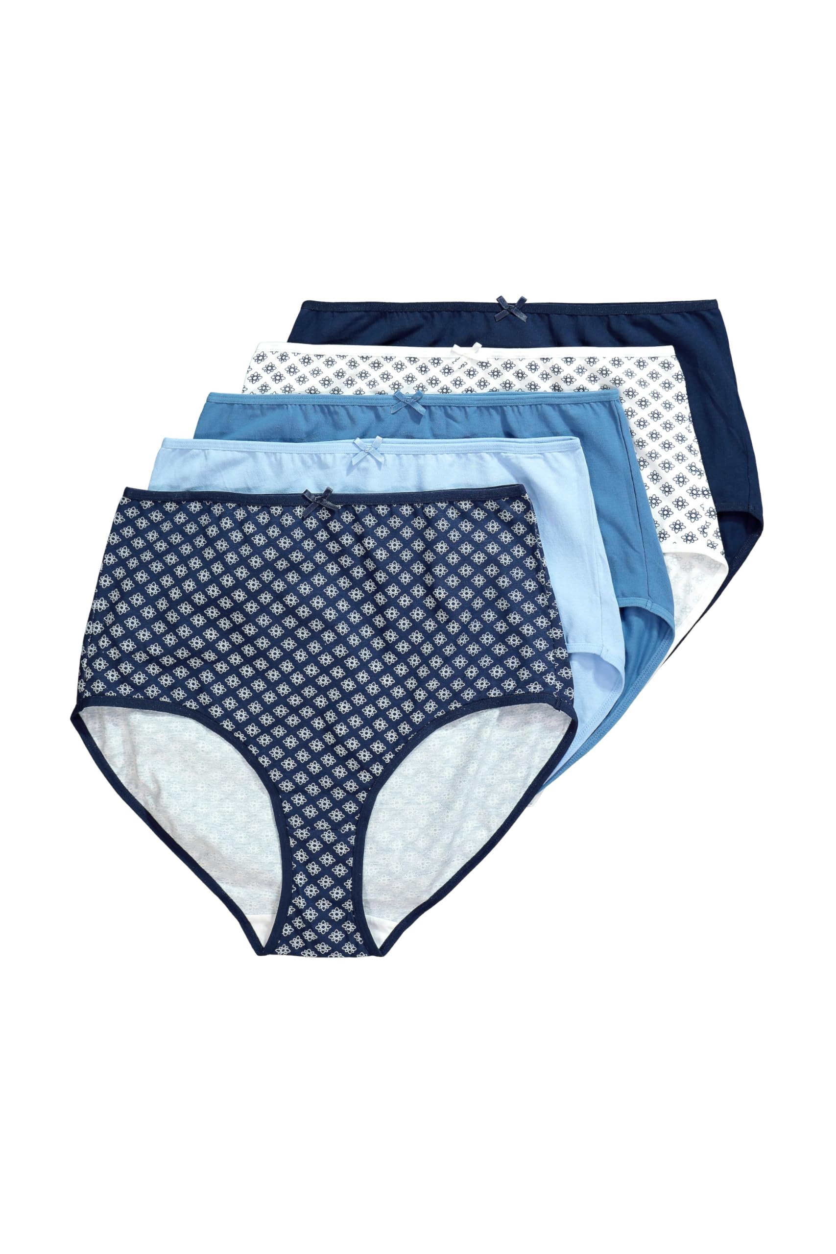 Ulla Popken Damen große Größen Übergrößen Plus Size Maxislips, 5er-Pack, Ornamente/einfarbig 846495