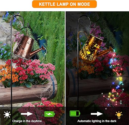 Miniatura 8 de Luces solares para decoración de jardín al aire libre, regadera, luz de paisaje, linterna colgante grande de cascada, decoración de patio