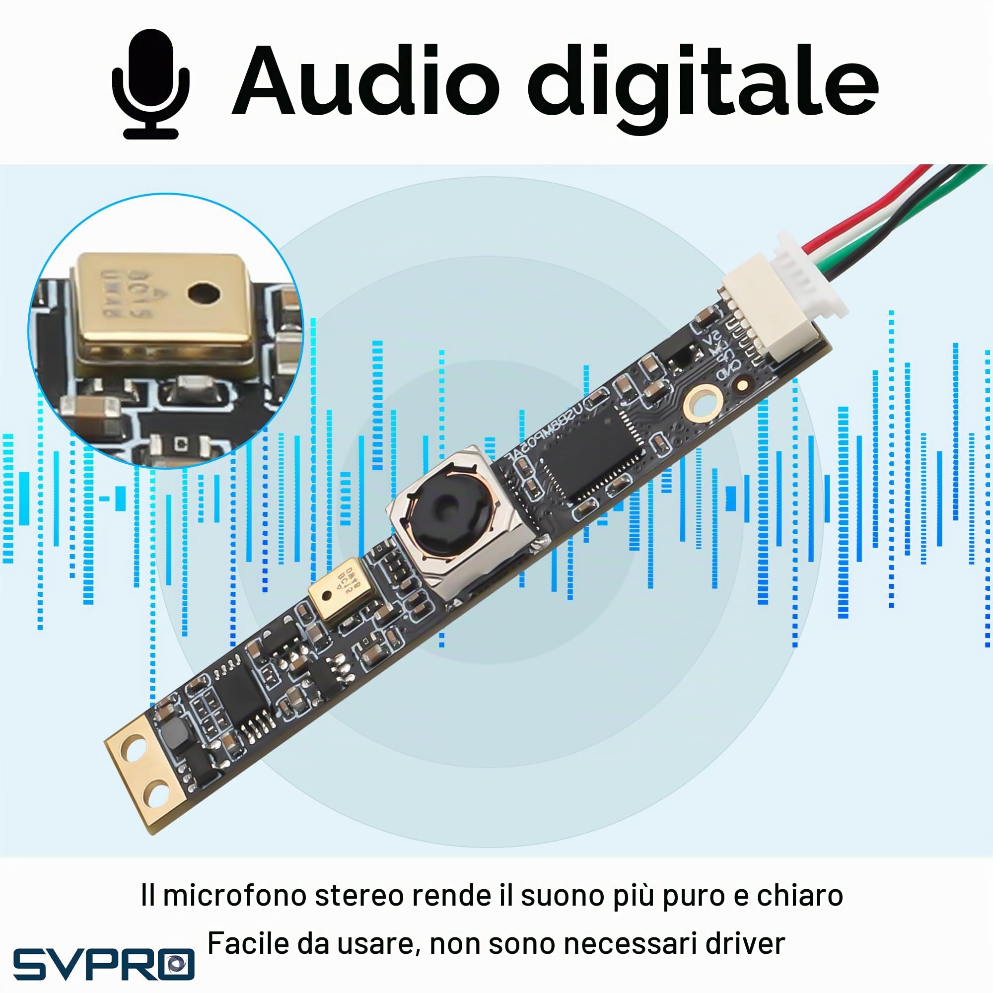 Svpro Telecamera USB autofocus 8 MP con microfono per computer UVC USB2.0 Mini webcam Board
