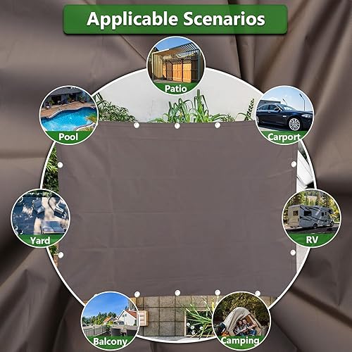 Miniatura 5 de Toldo para dar sombra tipo vela de 6'6"x9'9" con tela impermeable, toldo para camping, lona para carpas, cubierta para la parte trasera del patio,