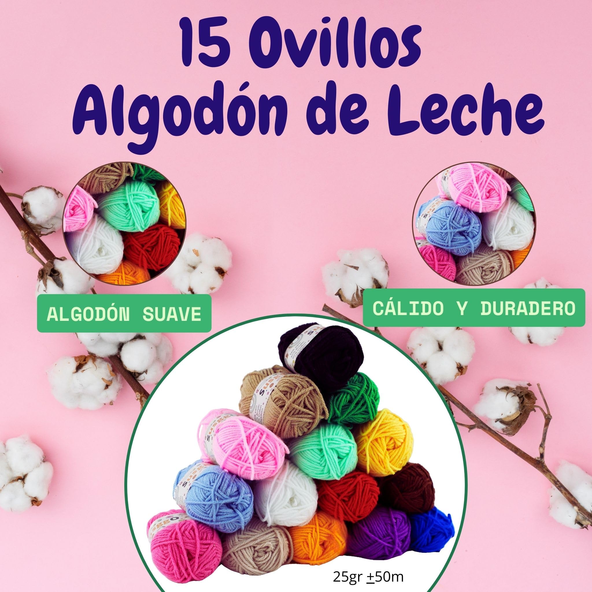 SusggO 73 Piezas Kit Crochet Kit Principiantes Completo Crochet Set Amigurumi – 15 Ovillos Algodon de Leche Agujas Crochet Accesorios Manual Español y Bolso - Kit Ganchillo Completo - Crochet Kit DIY