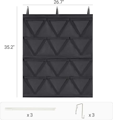 Miniatura 6 de Mkono Juego de 2 percheros de pared para gorras de béisbol con 20 ganchos y percheros para baps de béisbol con 12 bolsillos anticaídas