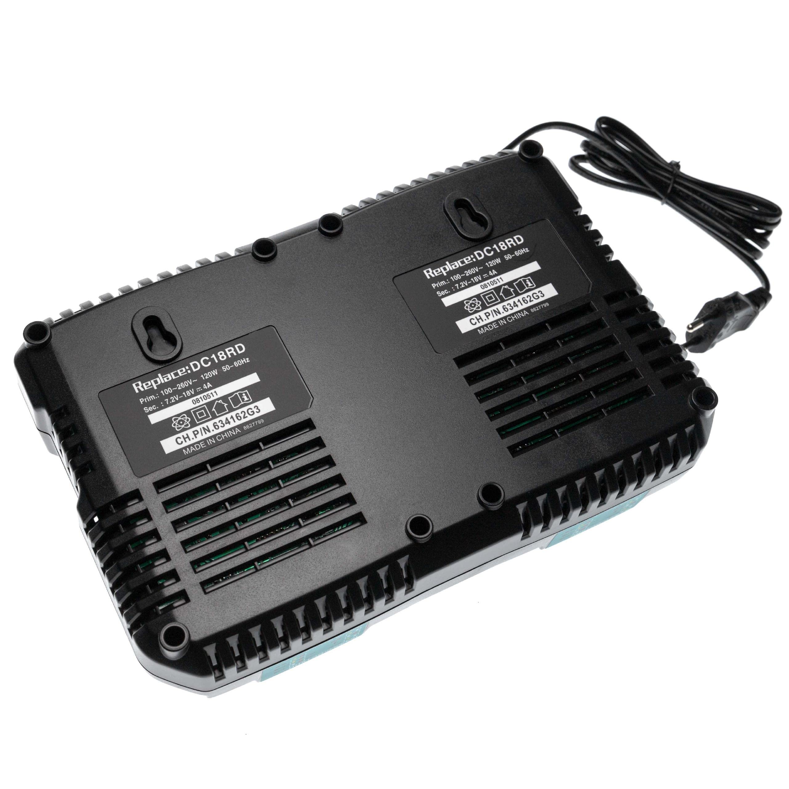 vhbw Podwójna ładowarka kompatybilna z Makita BL1840, BL1830, BL1815G, BL1820G, BL1850, BL1815, BL1830G, akumulator litowo-jonowy, 120 W
