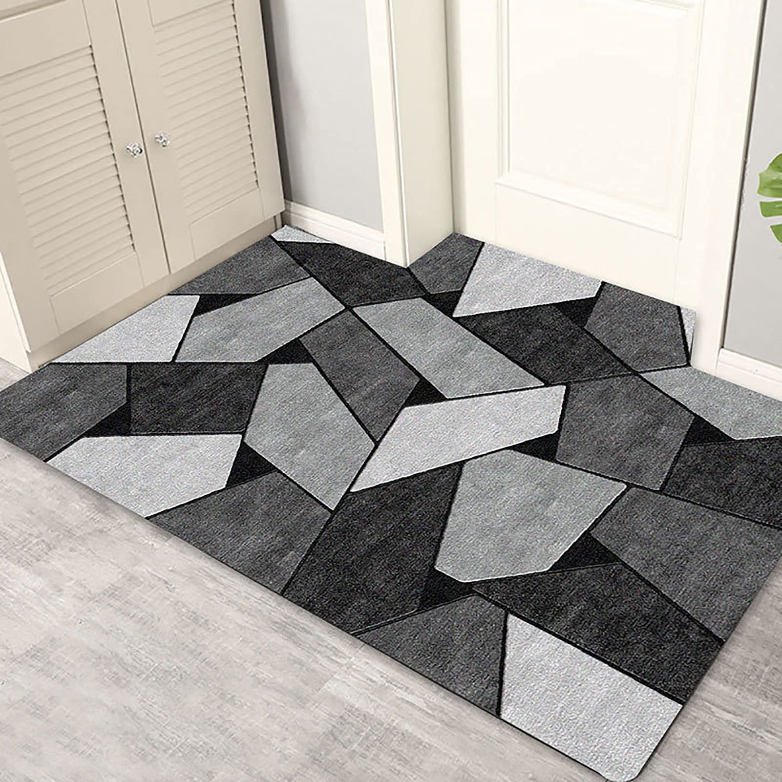 Paillasson Absorbant 90x120 Cm - Lavable Machine - Intérieur Et Extérieur - Motif Moderne