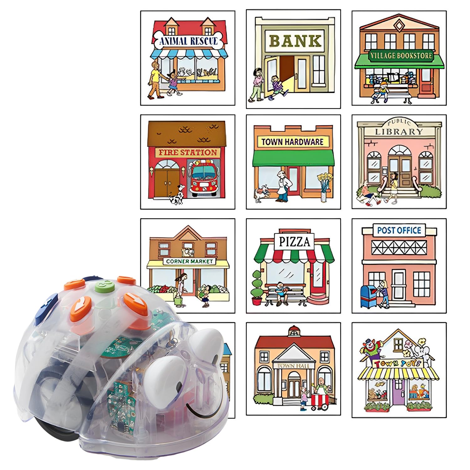 Beginners's Programming: Blue-Bot Programmable Robotic See & Say Version + 3D Community Construction Kit - Coding & Navigation Learning