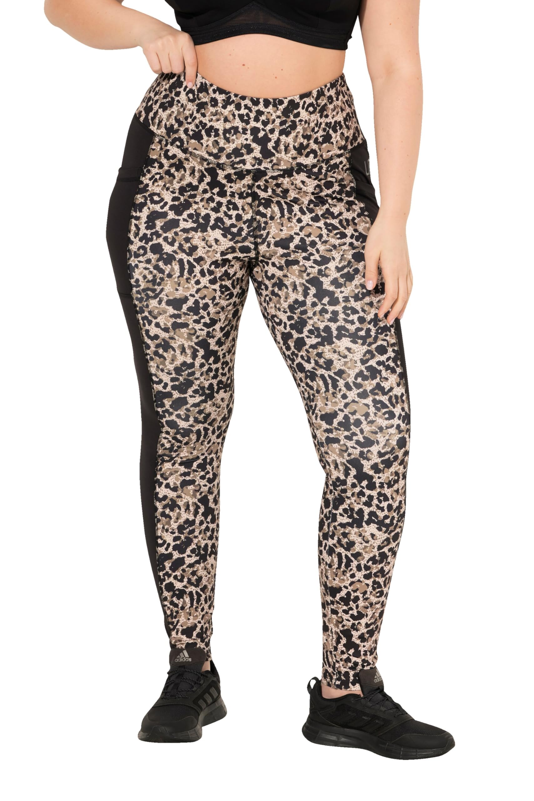 Ulla Popken Women's Sport-Leggings, Leomuster, Schnelltrocknend, Recycelt Trouser, Yellow, 45W x 32L