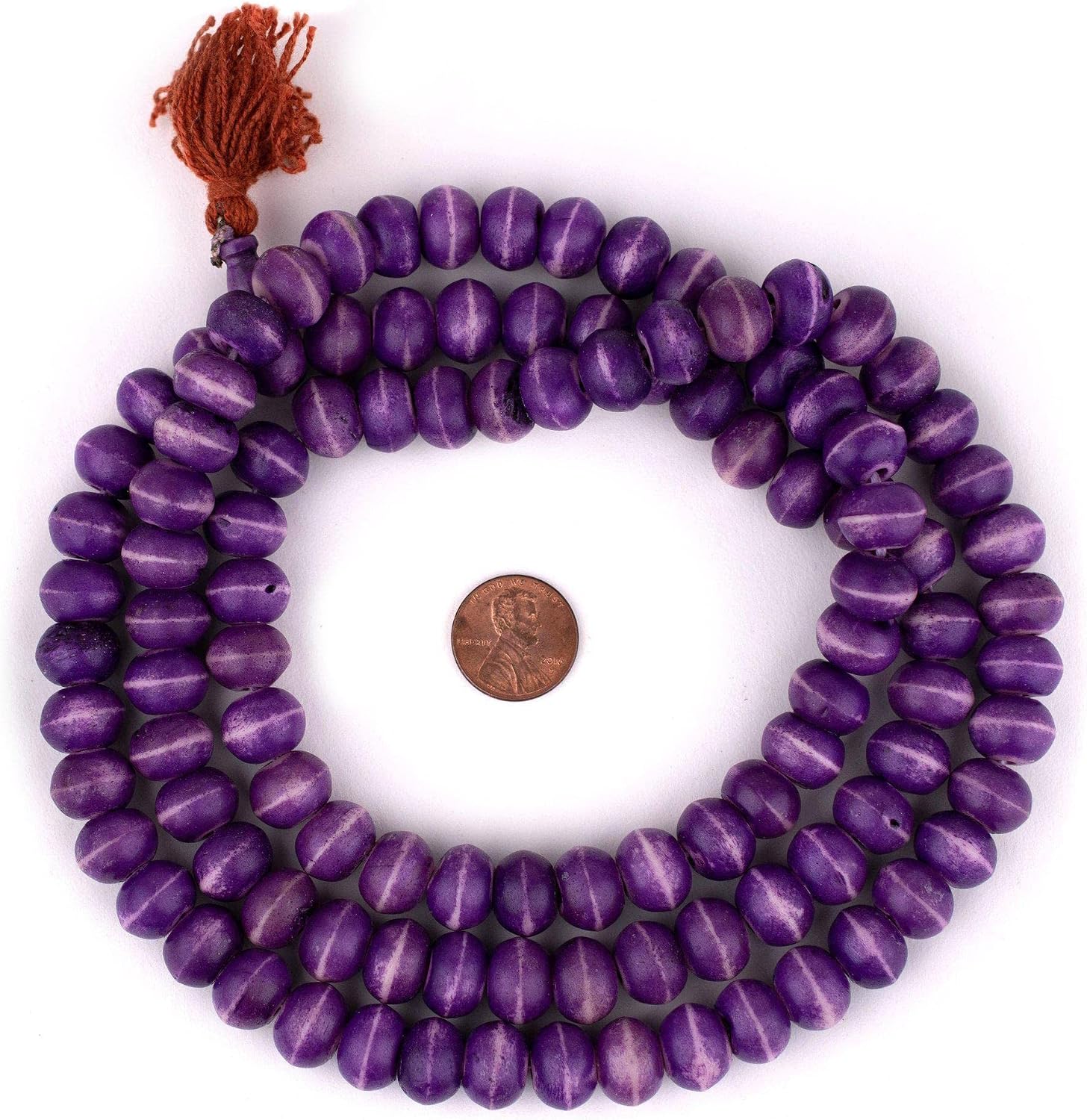 The Bead Chest Purple Bone Mala Prayer Beads (12mm)