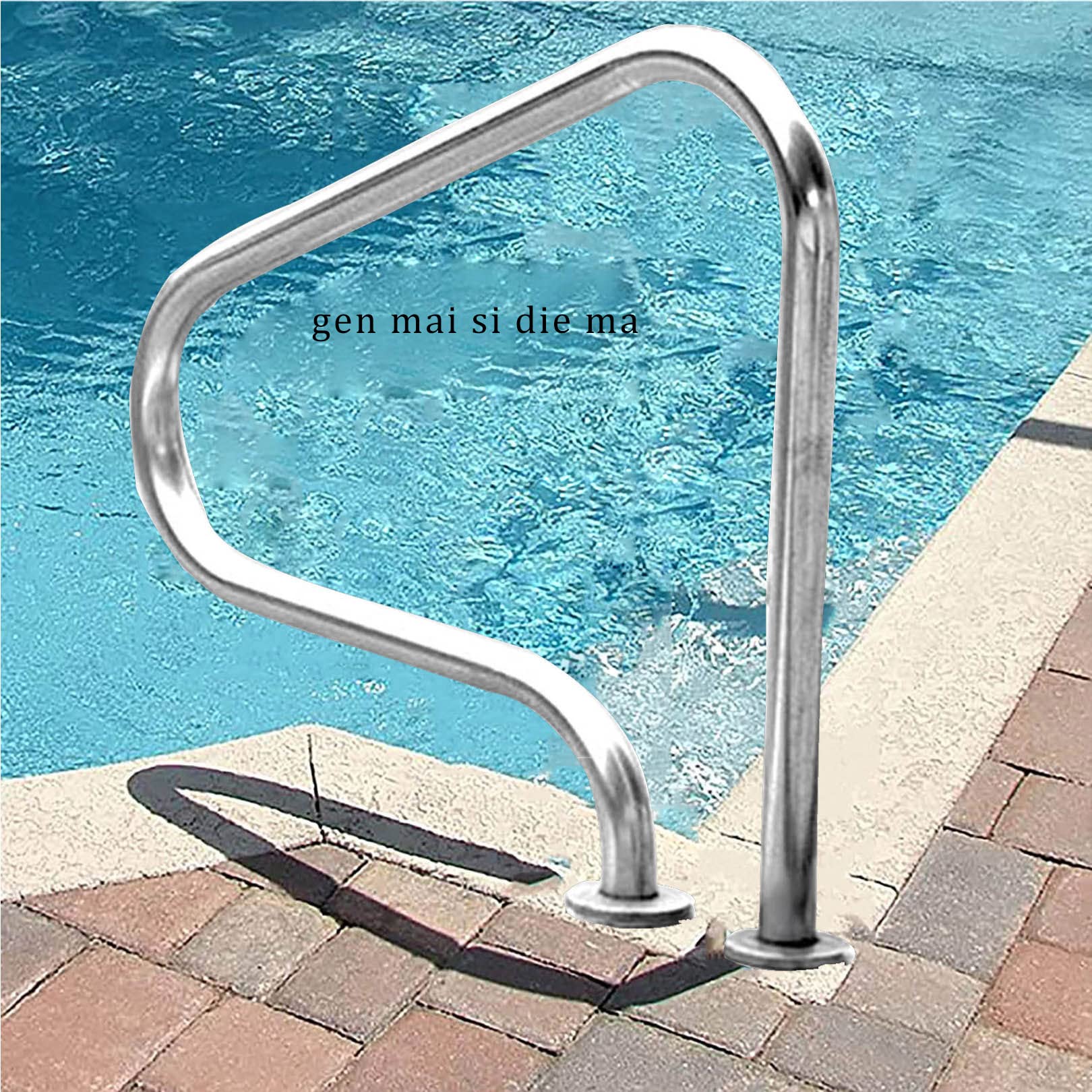 Barandilla de piscina de 31 x 31 pulgadas Barandilla de piscina de acero inoxidable 304, plateada, a prueba de óxido, barandilla de piscina humanizada, juego completo de accesorios (1 pieza)
