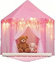 Vista 10 de ORIAN Tienda de campaña Princess Castle Playhouse para niñas con luces LED de estrella – Para interiores y exteriores, tienda de campaña grande