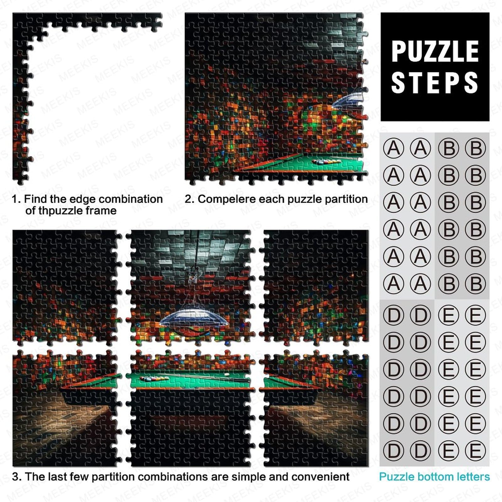 Puzzle, Pokój Bilardowy, Zabawa Dla Dorosłych, Kolorowy Bilard, Puzzle, Edukacja Domowa, Gra, Zabawka, Gra Intelektualna, Zabawka Antystresowa./Style/1000Pcs (75X50Cm)