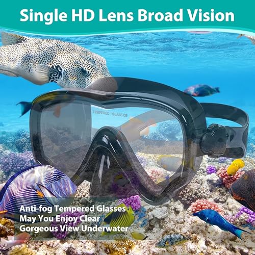 Miniatura 2 de Máscara de buceo, máscaras de buceo para adultos, juegos de esnórquel, gafas de natación de vidrio templado antivaho, equipo de esnórquel con vista