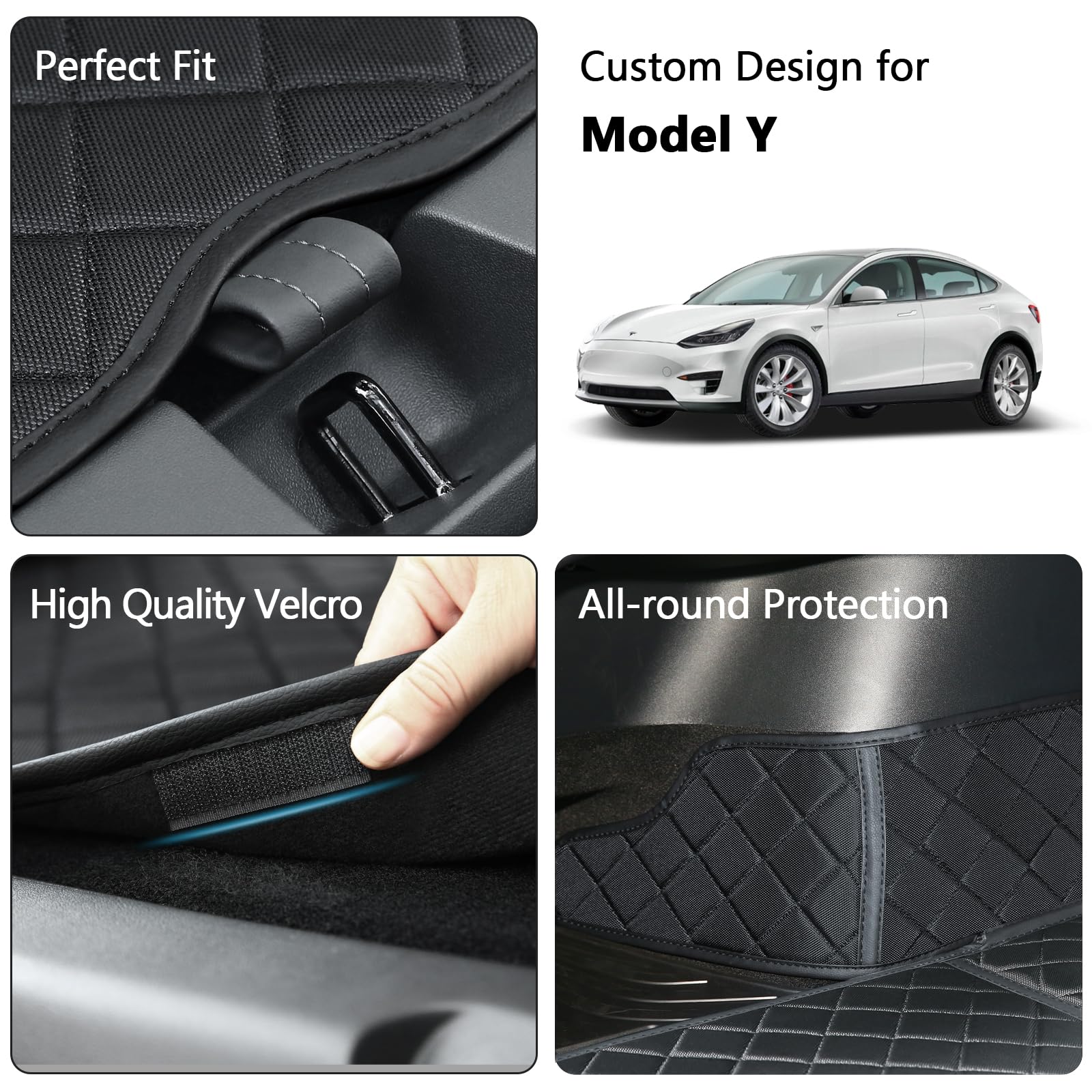 ZYB Tapis de Coffre pour Tesla Model Y 2025-2020, Imperméable Résistant à l'usure Tissu Oxford Tapis Coffre Model Y, Model Y Protection de Coffre pour Chien, Tesla Model Y Accessoires