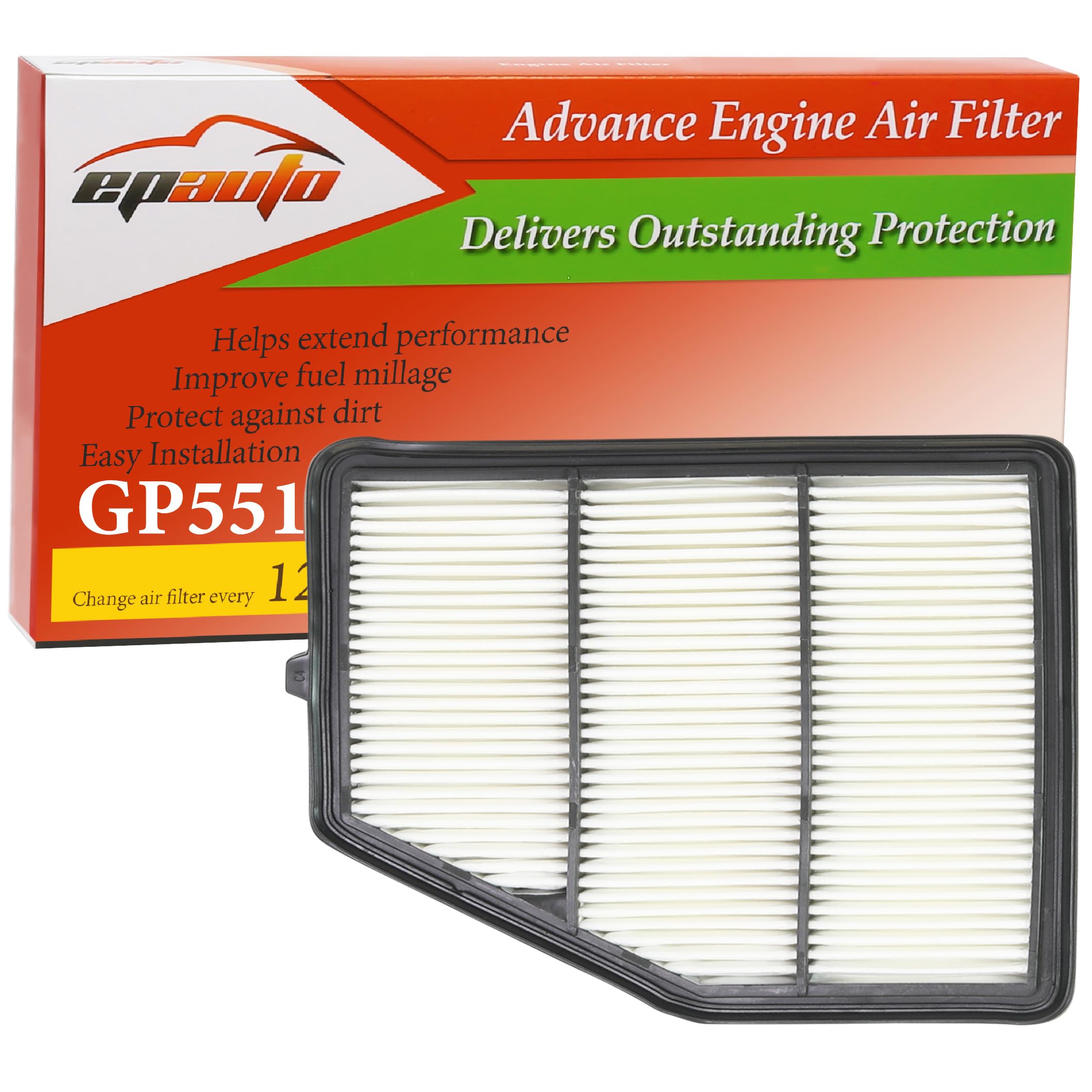 EPAuto GP551 CA12551 Engine Air Filter Replacement for Nissan Altima 2019 2025 Rigid Panel Filter for 2 5L