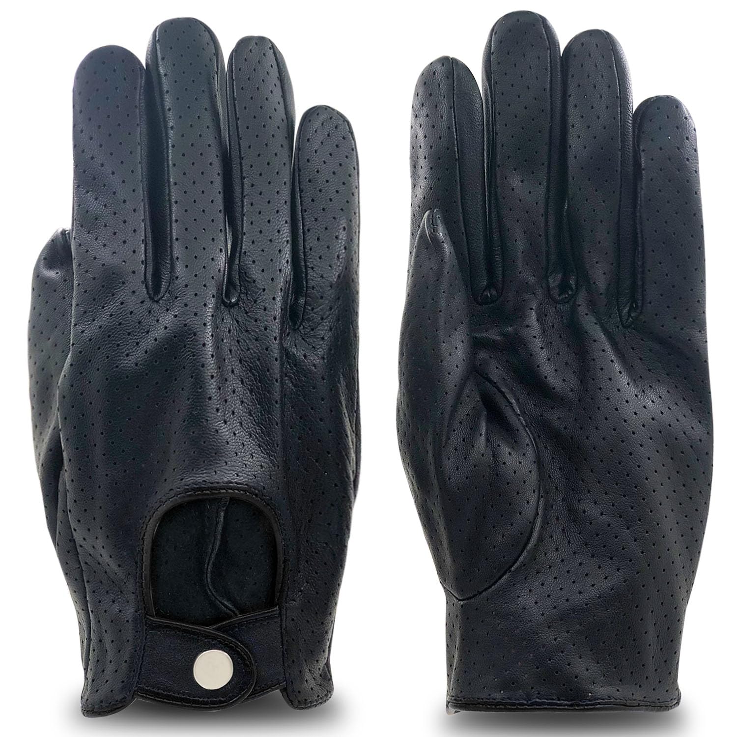 ZLUXURQ Herren Luxus und Weiches 100% Schaffell Leder Fahrhandschuhe mit Maschige, Touchscreen