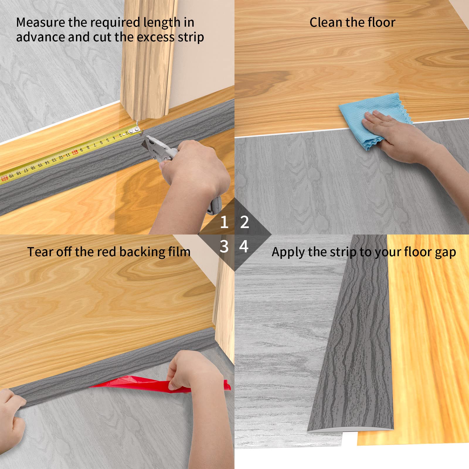 Sourcing Map Bande De Transition De Sol Stratifié Autocollante De 5,1