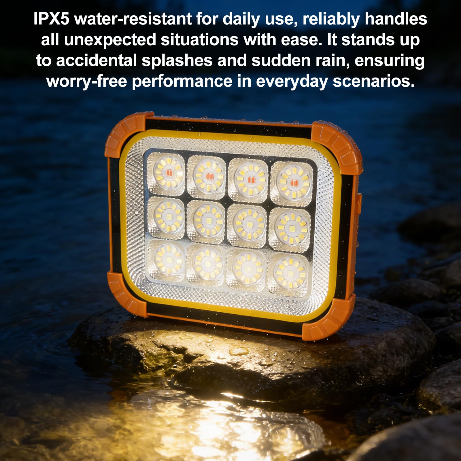 Linterna Solar Recargable Batería 24000mAh, Foco Bateria LED Recargable(Blanco/blanco Cálido/Blanco Neutro/rojo), Resistente al Agua IPX5, Ideal para Acampar, Hacer Senderismo, Caravanas y Emergencias