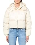 Women's Shiney and Matte High Collar Cropped Puffer
