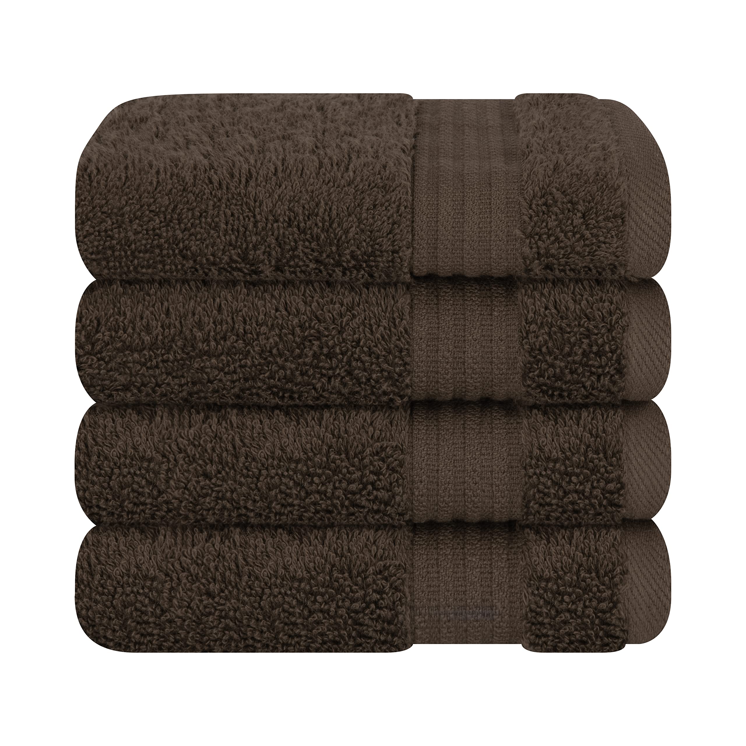 Cotton Paradise 100% Cotton Turkish Washcloth Set for Bathroom, 4 Piece Soft Absorbent Small Hand Face Towels Wash Rags, Brown — image 1
