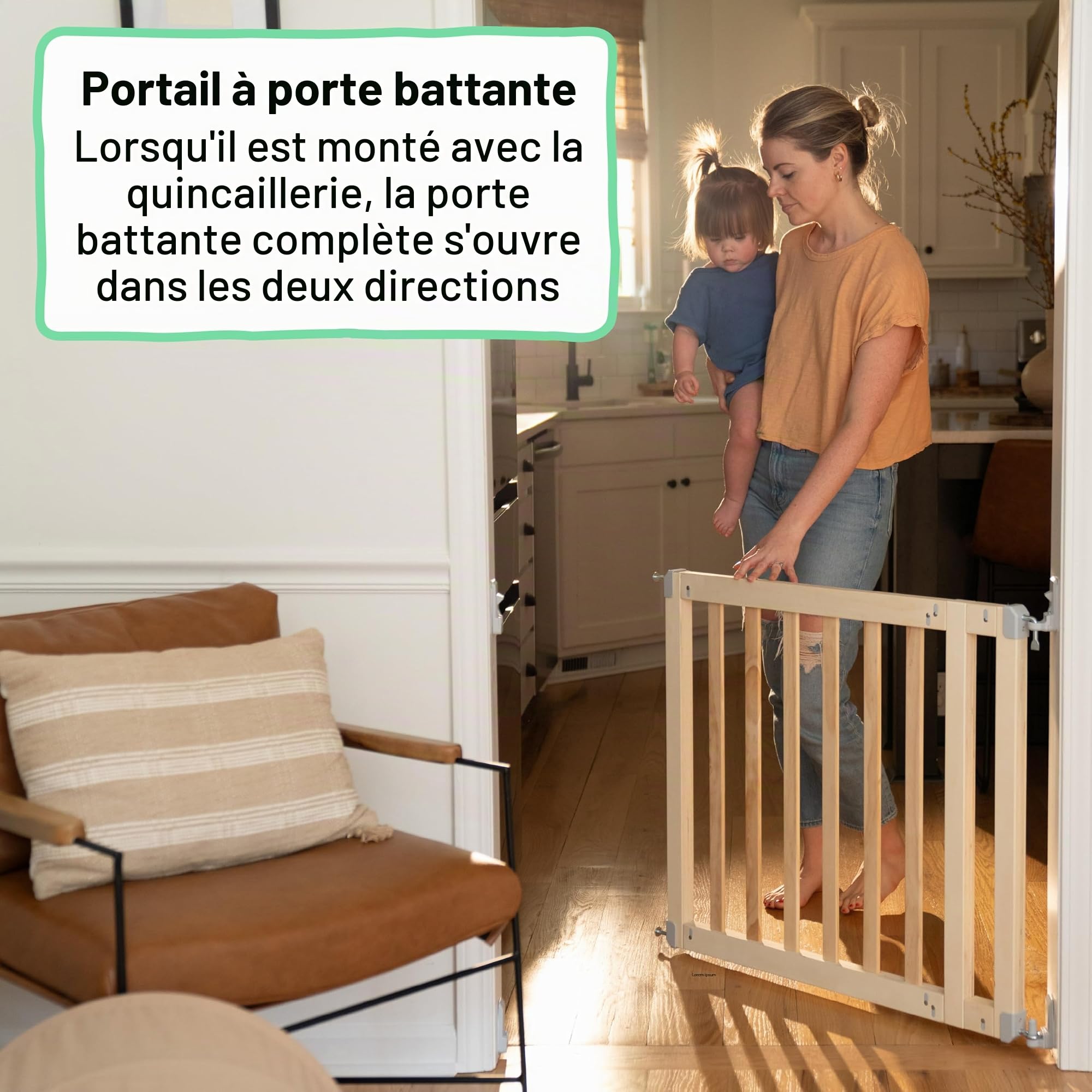 Ingenuity Doorway Série 36S Barrière de Sécurité 76-91 cm, Barrière d'Escalier, Barrière Enfant, Sans Perçage, avec Extensions, pour Bébés et Animaux Domestiques, Bois