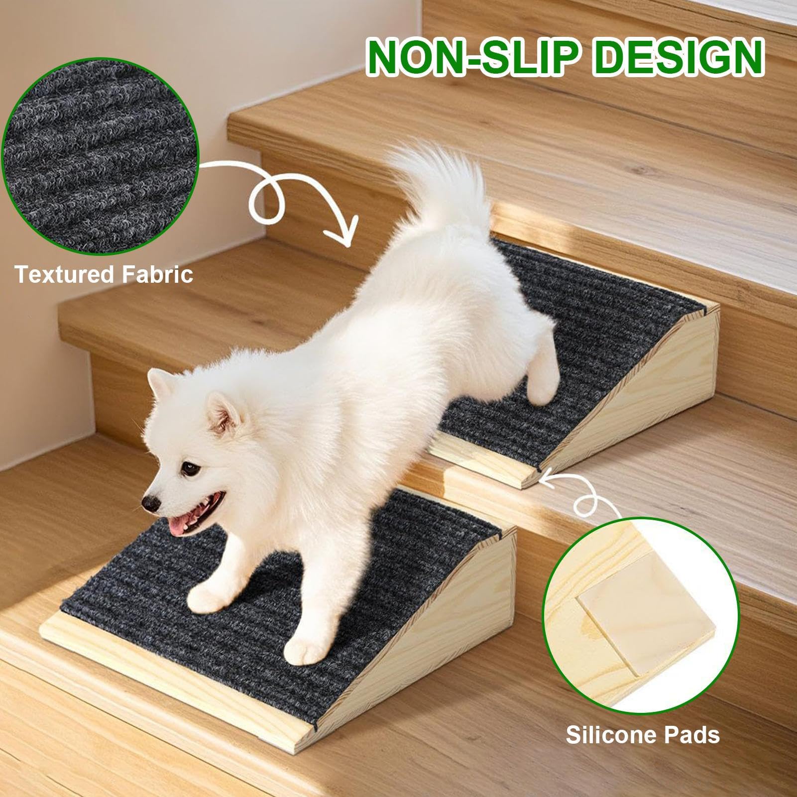 Rampes pour chiens de petite taille – Escalier en bois robuste antidérapant portable 30 × 15 × 25 cm