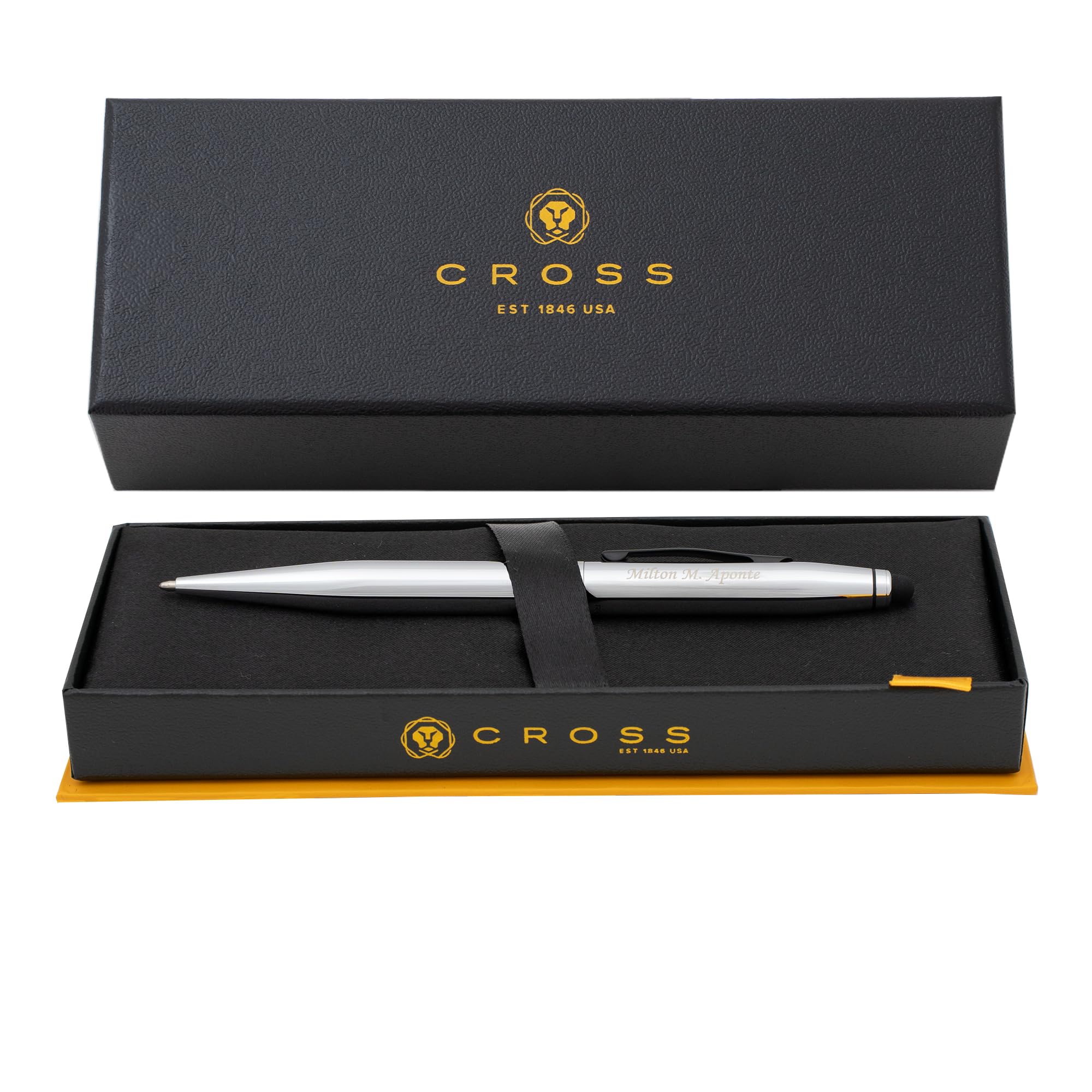 Engraved Cross Pen | Personalized Cross Tech2 Chrome Ballpoint Pen with a Stylus On The Cap. Multifunction Gift Pen with Stylus and Custom Engraving.